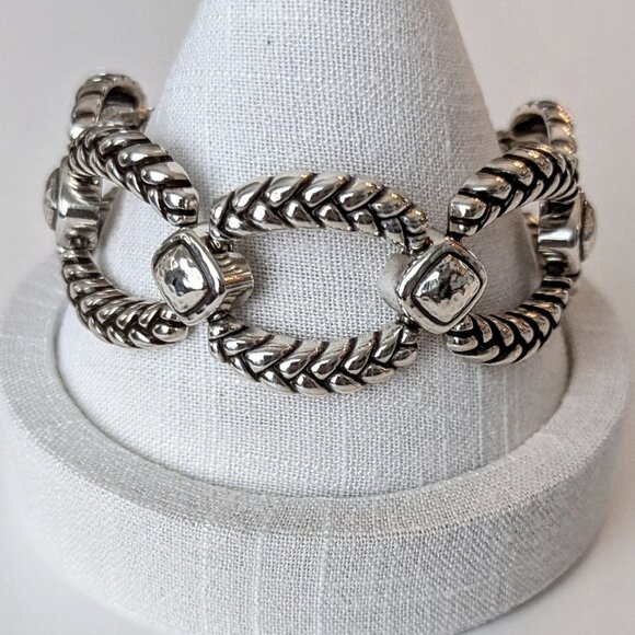Brighton Adriel Link Braided Bracelet. Silver Plated 7"+Adjustable size extender - Picture 1 of 5